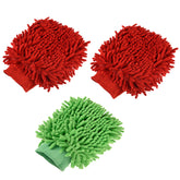 Kuber Industries Gloves | Microfiber Cleaning Gloves | Chenille Mitts for Kitchen | 50 GSM Hand Duster for Kitchen | Hand Gloves for Car | Duster for Glass | Pack of 3 | Multi